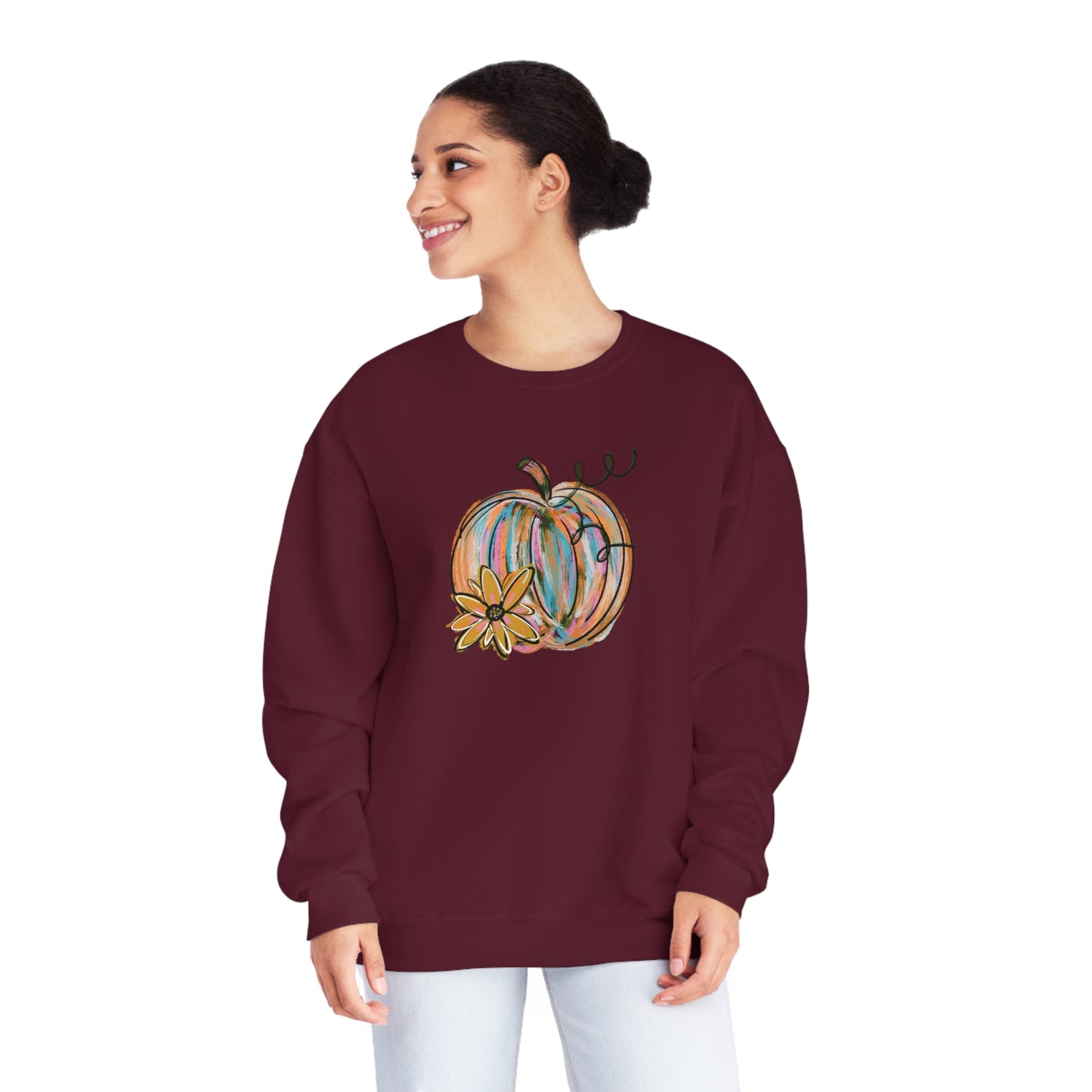 Floral Painted Pumpkin Sweater