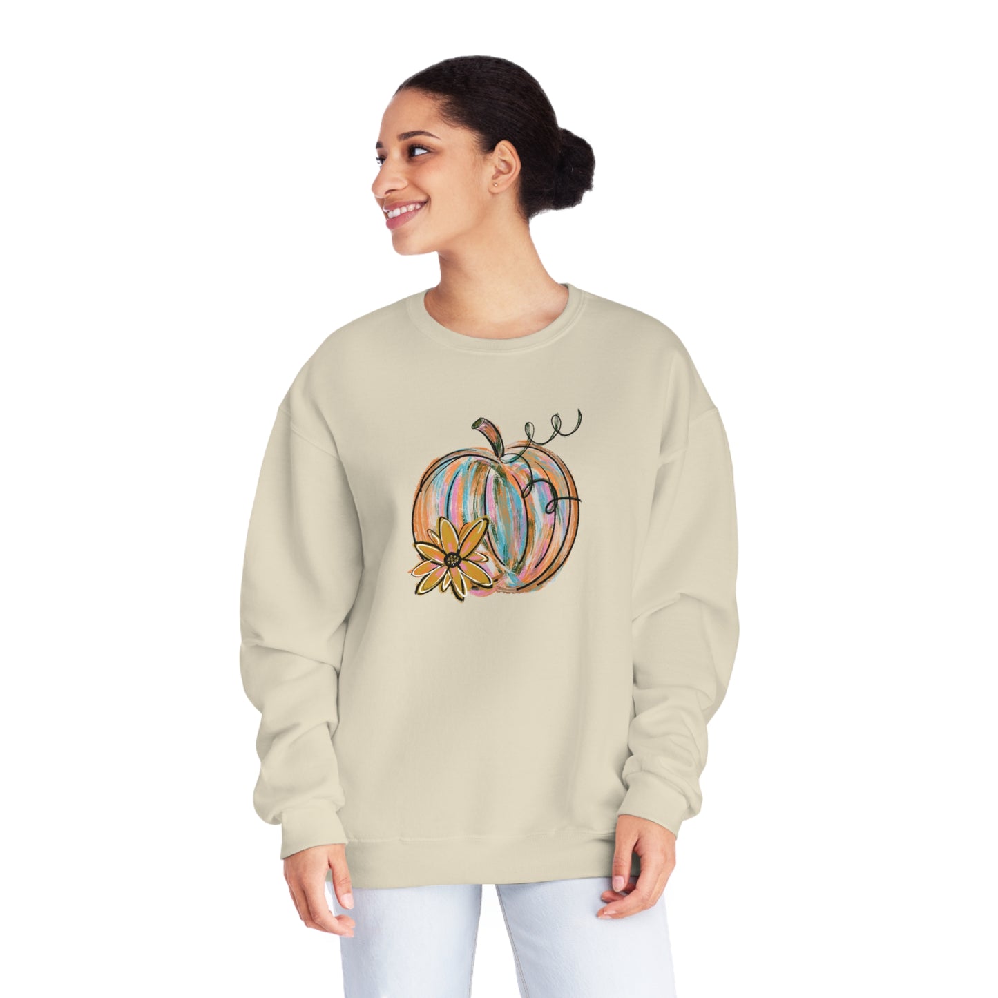 Floral Painted Pumpkin Sweater