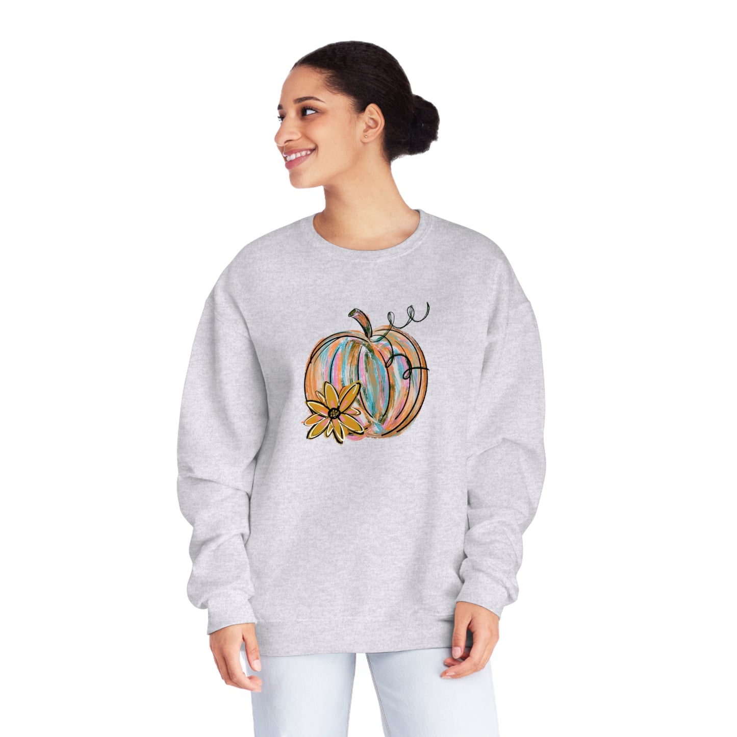 Floral Painted Pumpkin Sweater
