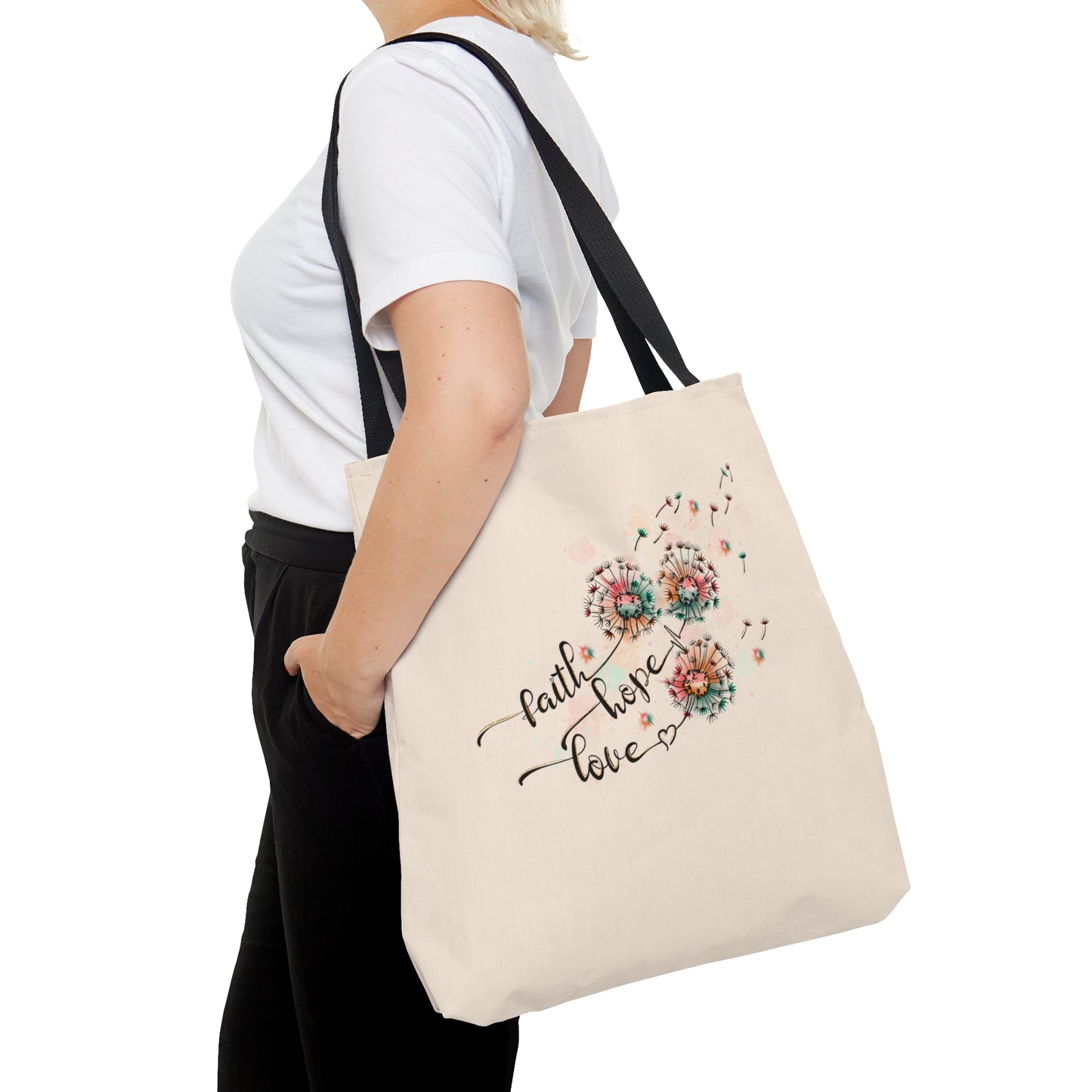 Faith Hope Love Dandelion Tote Bag