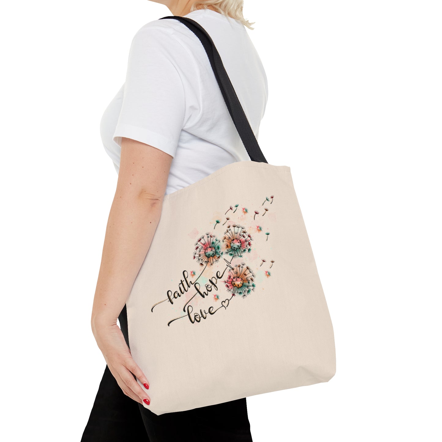 Faith Hope Love Dandelion Tote Bag