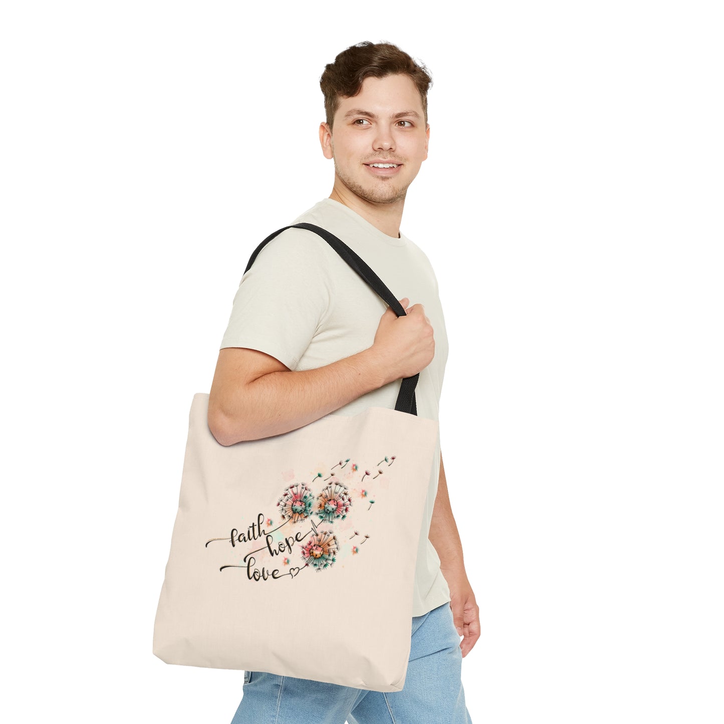 Faith Hope Love Dandelion Tote Bag