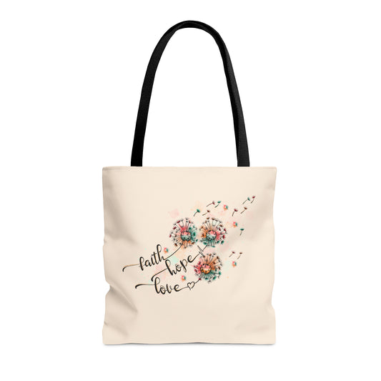 Faith Hope Love Dandelion Tote Bag (FOR POPUPS)