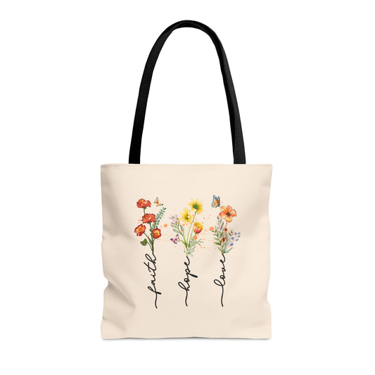 Faith Hope Love Wildflower Tote